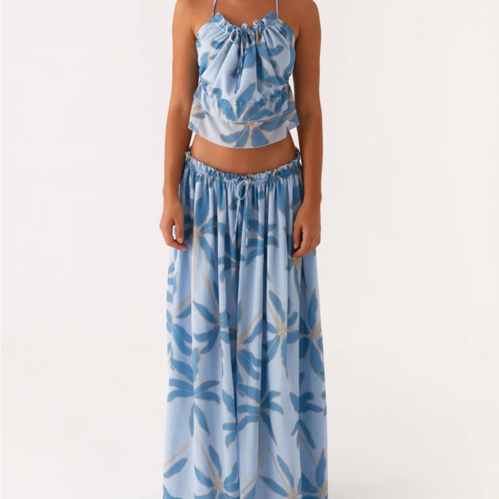 PepperMayo Zaya Backless Top & Maxi Skirt set in Opulent Blue